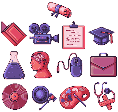 College Subject Icon Set